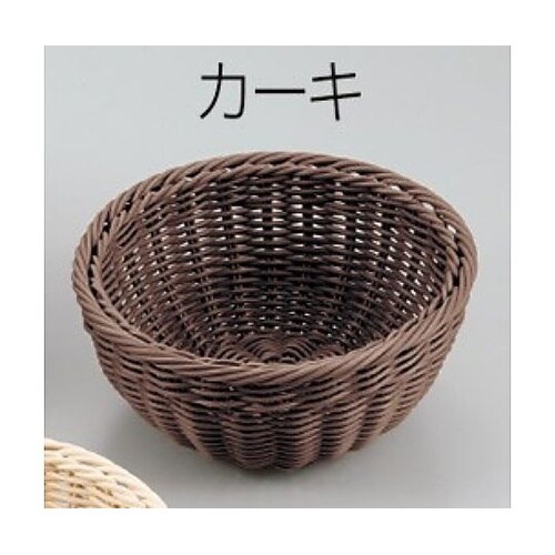 樹脂製丸型かご 23型 カーキ 9990