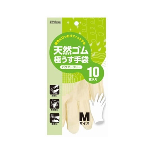 ゴム手袋 天然ゴム 極うす手袋 M 10