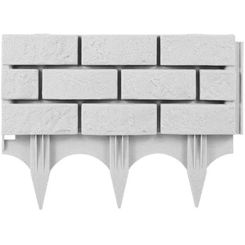 花壇土留めレンガ風フェンス グレー 5個