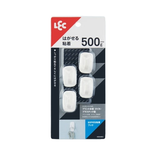 剥がせる粘着フック 4個入 耐荷重500