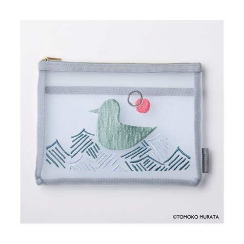 ムラタトモコ 刺繍メッシュポーチ Sea