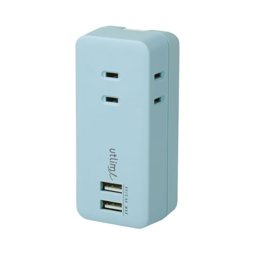 3口直挿しタイプUSBポート付 ライトブ