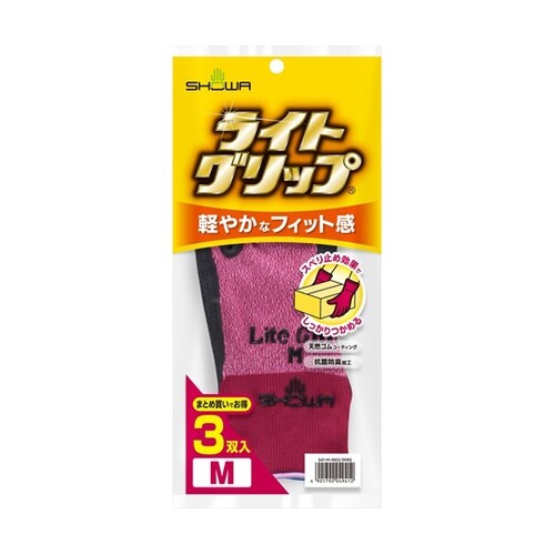 341ライトグリップ 3双入 M レッド