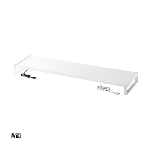 電源タップ+USBハブ付き机上ラック(W