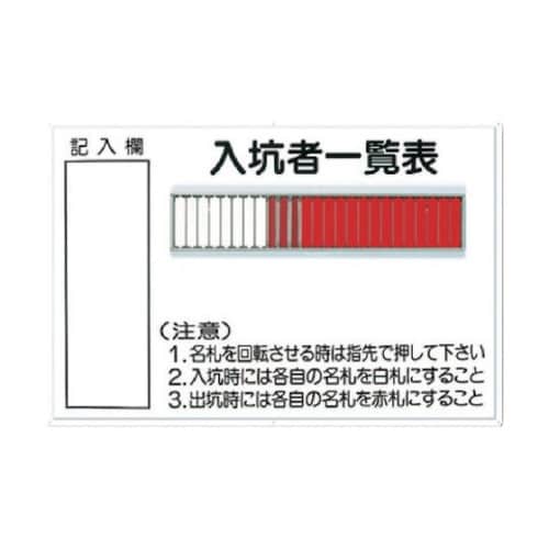 80B 標識 「入坑者一覧表 25人用」