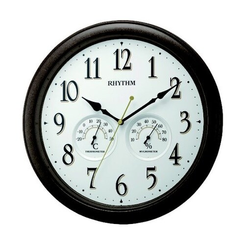 壁掛け時計(アナログ表示) 温湿度計付き