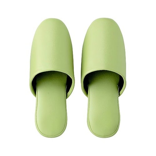 シボナシレザー風スリッパ ライトグリーン