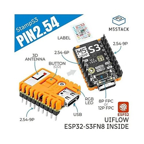 M5StampS3(2.54mmピッチピ