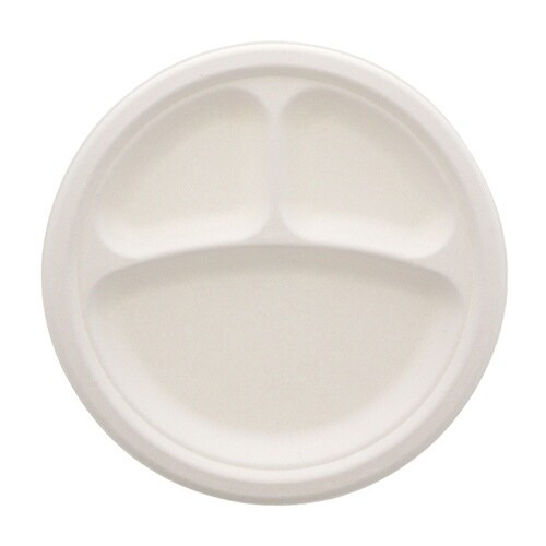バガス深皿プレート白3仕切23cm 50枚入×16