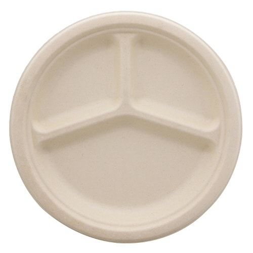バガス深皿プレート未晒3仕切26cm50枚入×12