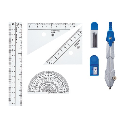 再生PET定規セット コンパス付×5