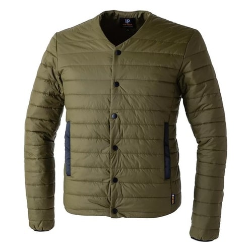 ノーカラー中綿ロングスリーブ カラー:オリーブグリ