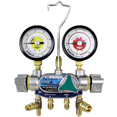 電動コンプレッサー3バルブマニホールドゲージ