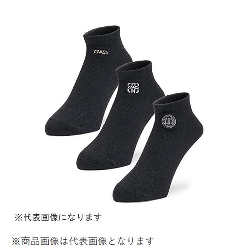 ソックス 3組 ロゴ BK−BK−BK 25−27