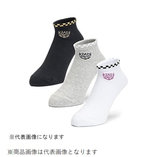 ソックス 3組 ロゴLS WH−GR−BK 25−