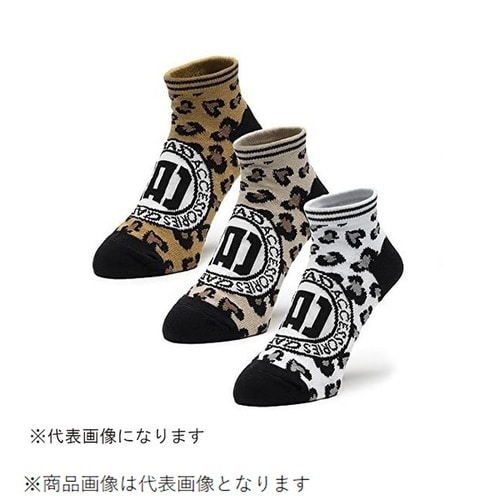 ソックス 3組 豹柄サークルロゴ 25−27
