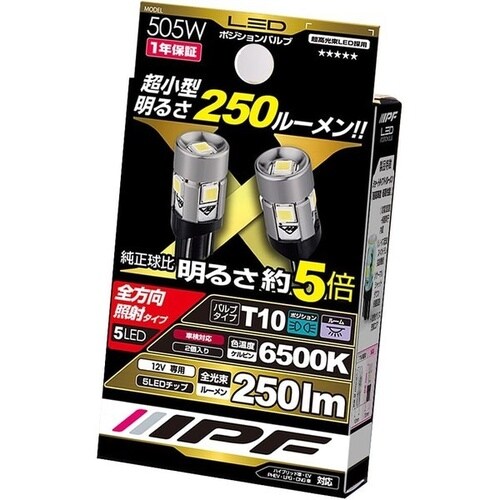 ポジションランプ用LEDバルブ 6500K 12V
