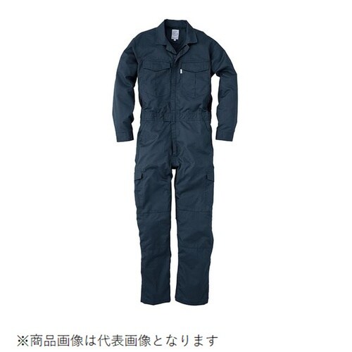 シャドーストライプ・サマー長袖ツナギ ネイビー L