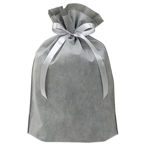2重不織布リボン付バッグ M グレー 10枚