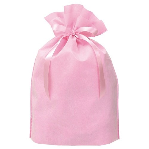 2重不織布リボン付バッグ M ピンク 10枚