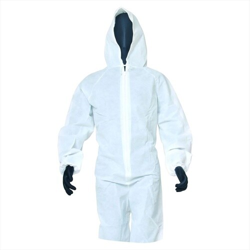 不織布ヤッケ 白色 ファスナー付 M