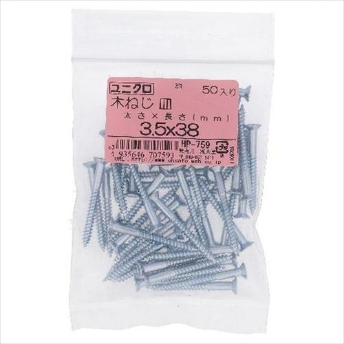 ユニクロ木ねじ サラ 3.8X38 50P