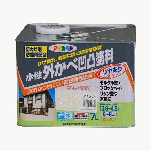 外かべ凹凸塗料ツヤあり 7L WH