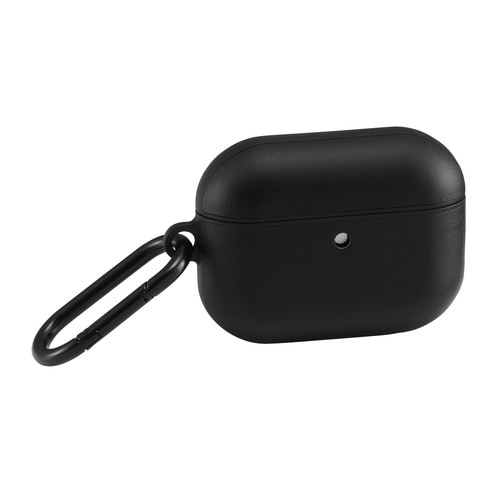 AirPodsPro3 ケース 革調 カラビナ 黒