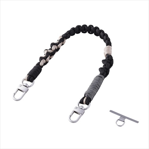 スマホハンドストラップ 編みロープタイプ ブラック