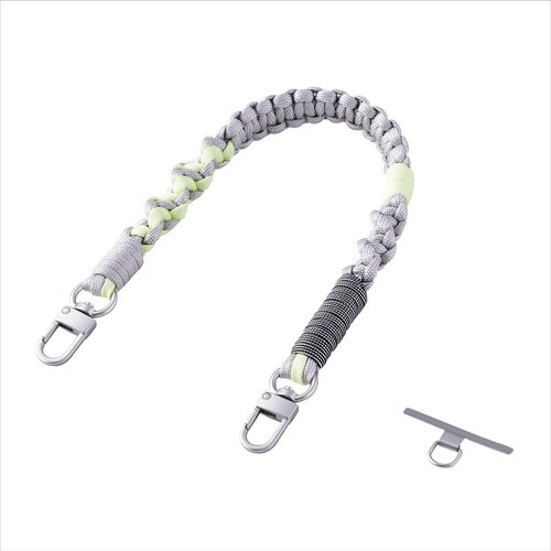 スマホハンドストラップ 編みロープタイプ グレー