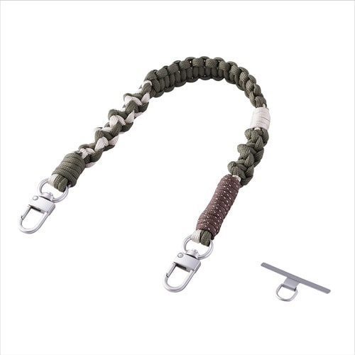 スマホハンドストラップ 編みロープタイプ カーキ