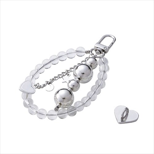 スマホチャーム ガラスビーズ ストラップ クリア