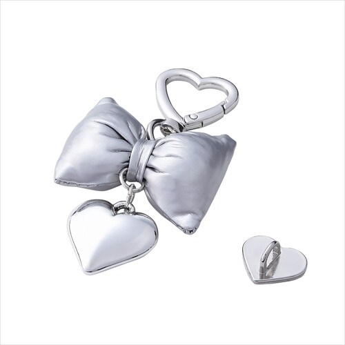 スマホチャーム リボン ストラップ シルバー