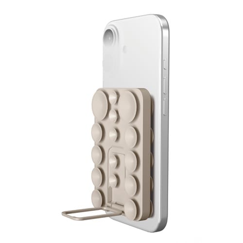 両面吸盤スマホホルダー スタンド縦横 ベージュ