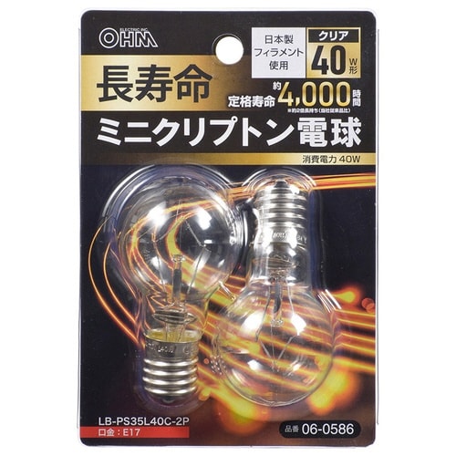 長寿命ミニクリプトン40Wクリア