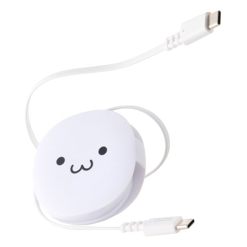 巻取充電ケーブル C−C 90cm 60W 白黒