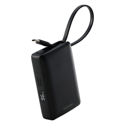 モバイルバッテリー10000mAh 一体型 黒