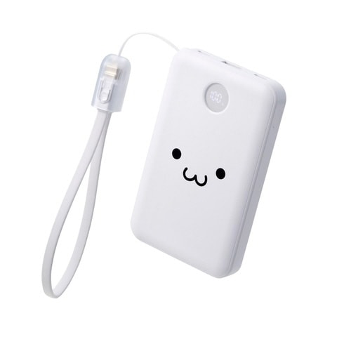 モバイルバッテリー10000mAh ケーブル付白黒