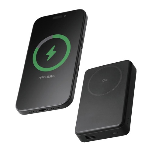 モバイルバッテリー10000mAh ワイヤレス 黒