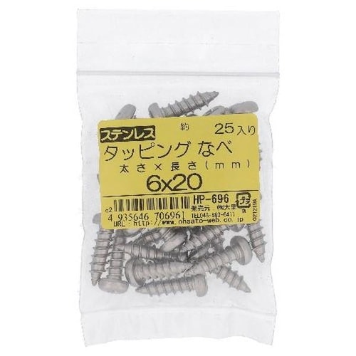 ステン タッピング ナベ 6X20 25P