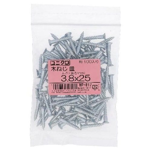 ユニクロ木ねじ サラ3.8X25 100P