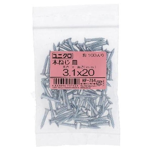 ユニクロ木ねじ サラ3.1X20 100P