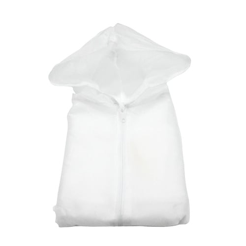 不織布ヤッケ 白色 ファスナー付 M