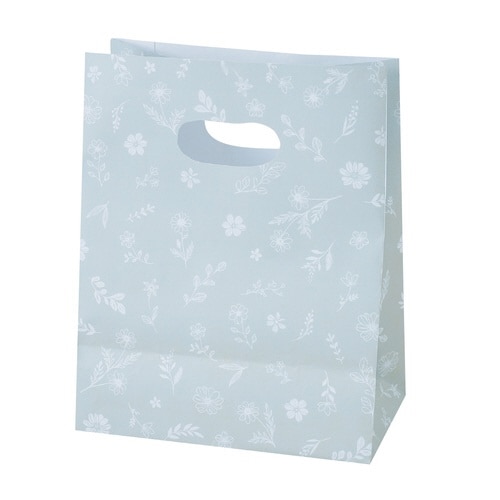 小判抜き角底BAG フラワー ブルー×10