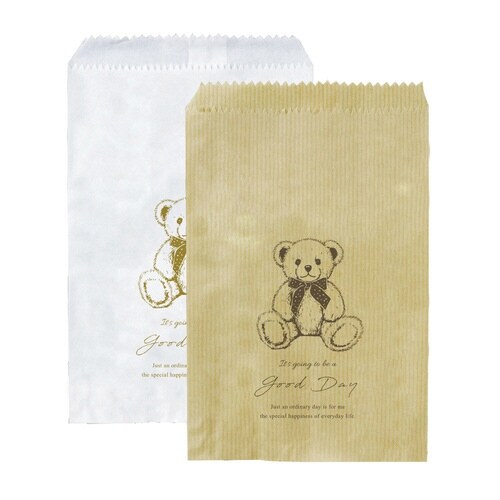 ペーパーバッグ 平袋 テディベア×15