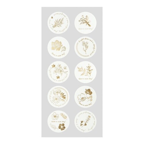 ラッピングシール箔押しFORYOUボタニカル×15