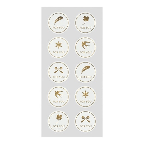 ラッピングシール箔押しFORYOUチャーム×15