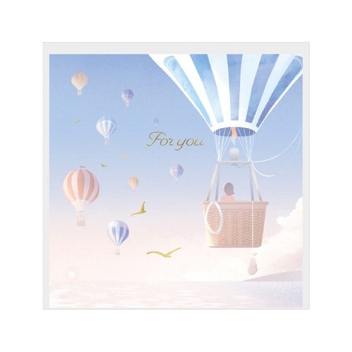 色紙 メッセージシール・封筒付き 朝焼けと気球×5