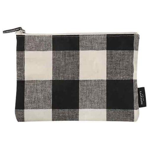 ブロックチェック フラットポーチ