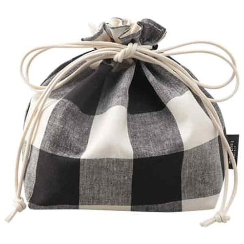 ブロックチェック 巾着 Lサイズ